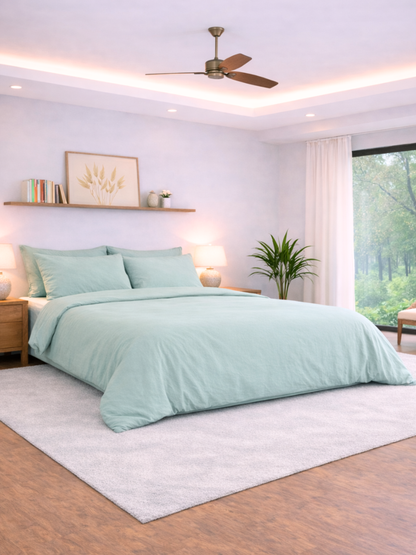 Willow Green 100% Flax Linen Duvet Cover