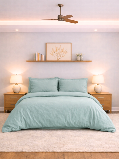 Willow Green 100% Flax Linen Duvet Cover