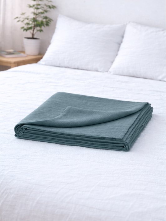 Harbor Blue Organic 100% Flax Linen Flat Cover Sheet