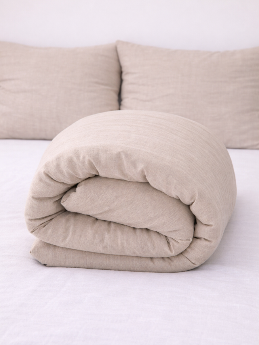 Natural Beige 100% Flax Linen Duvet Cover Set