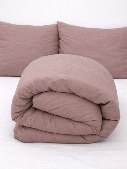 Rosewood Pink 100% Flax Linen Duvet Cover Set