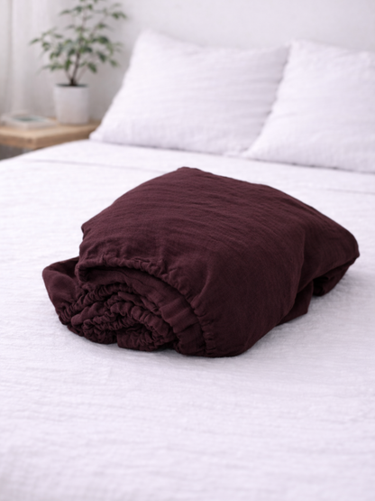 Elderberry Purple 100% Flax Linen Deep Pocket Sheet Set