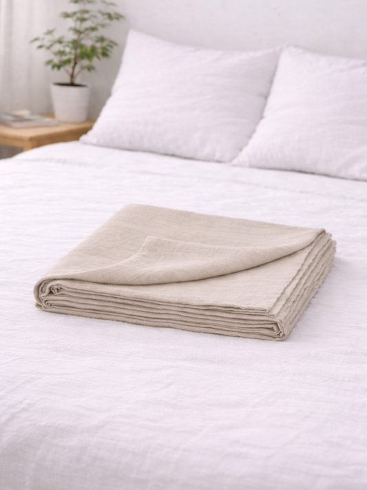 Natural Beige Organic 100% Flax Linen Flat Cover Sheet
