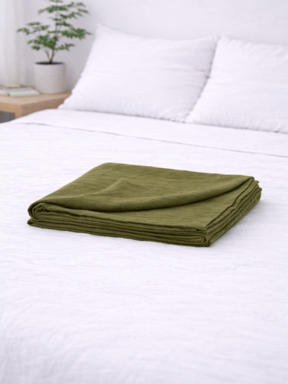 Olive Green 100% Flax Linen Sheet Set