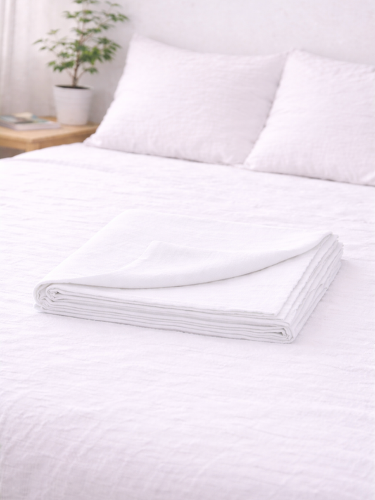 Magnolia White 100% Flax Linen Flat Cover Sheet