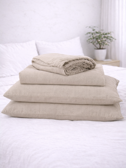 Natural Beige 100% Flax Linen Sheet Set