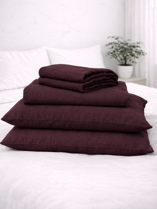 Elderberry Purple 100% Flax Linen Sheet Set