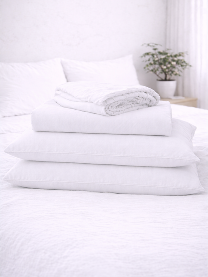 Magnolia White 100% Flax Linen Sheet Set