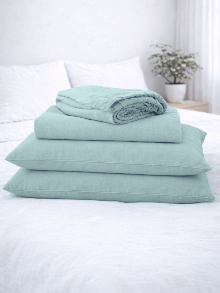 Willow Green 100% Flax Linen Deep Pocket Sheet Set