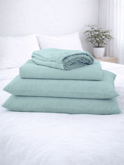 Willow Green 100% Flax Linen Sheet Set