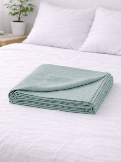 Willow Green 100% Flax Linen Flat Cover Sheet